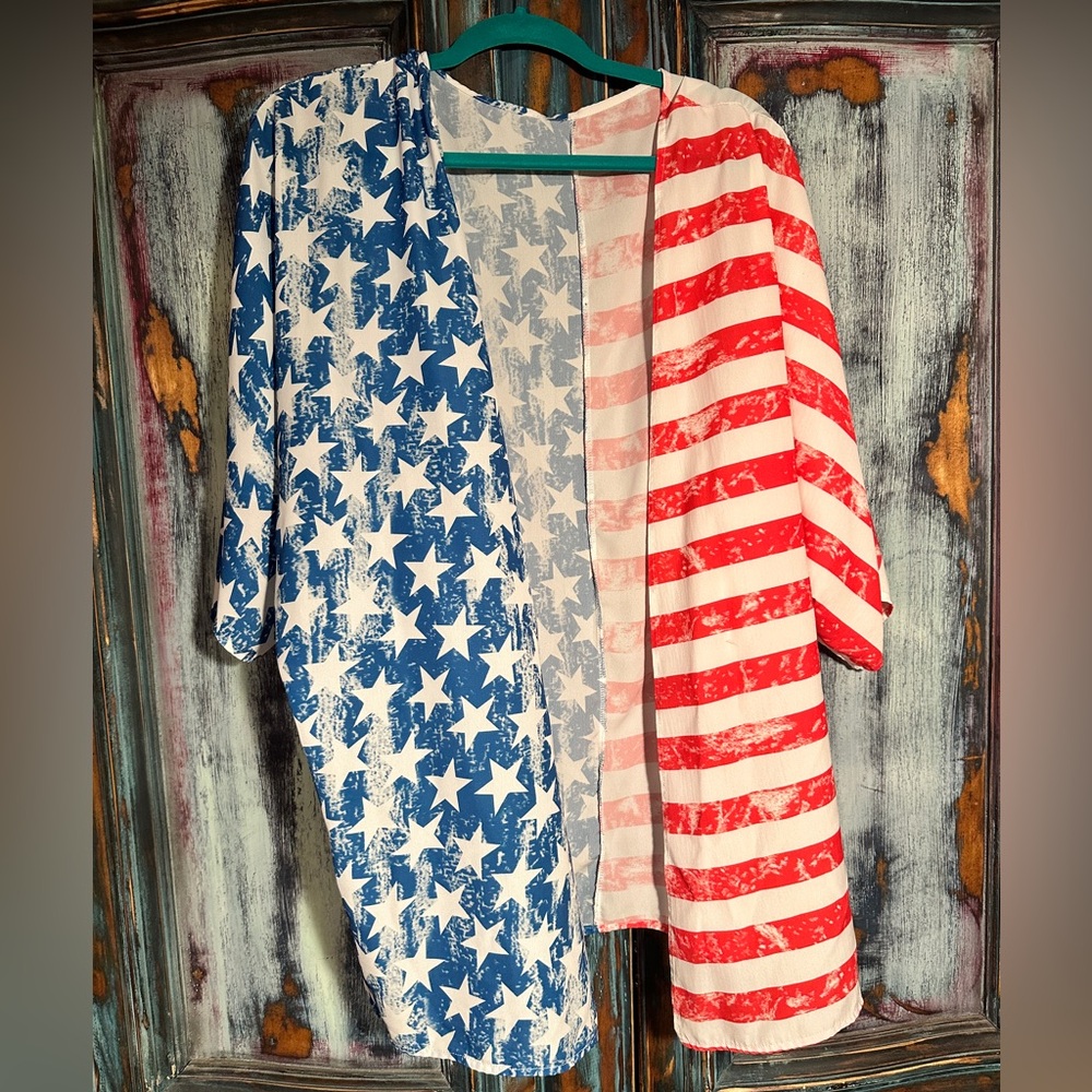 One size fits most, stars and stripes kimono